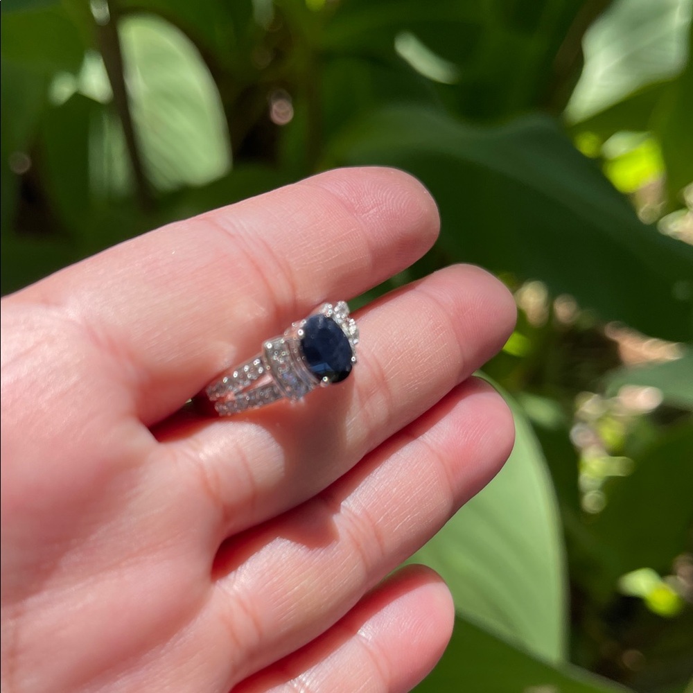 NWT Genuine Natural Blue Sapphire 1.40ct & White Topaz .14 Gemstone 925 Silver 7 - Picture 4 of 13